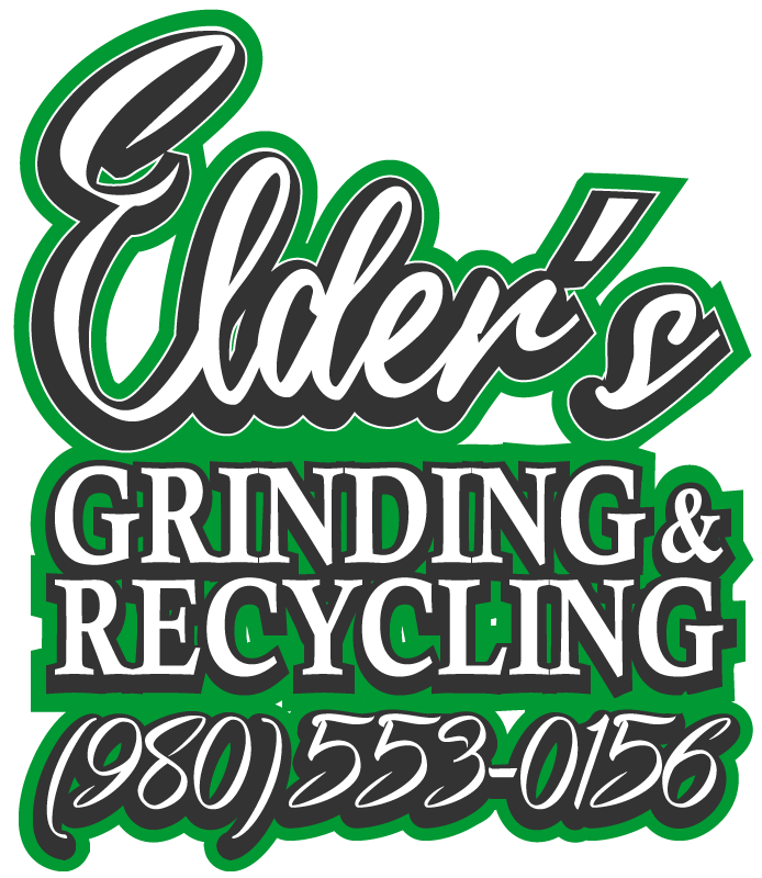 Elders Grinding and Recycling Logo, with phone number (980) 553-0156